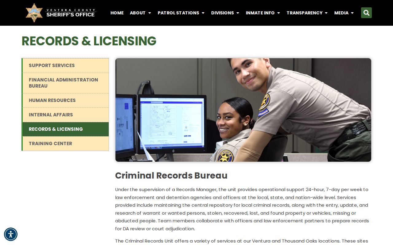 Ventura County booking record and mugshot request routes